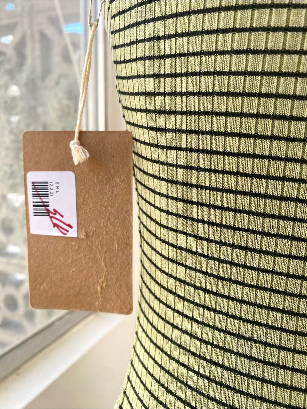 The Workshop NWT Ribbed Henley Striped Maxi Dress in Olive Black, Size S - Picture 8 of 9